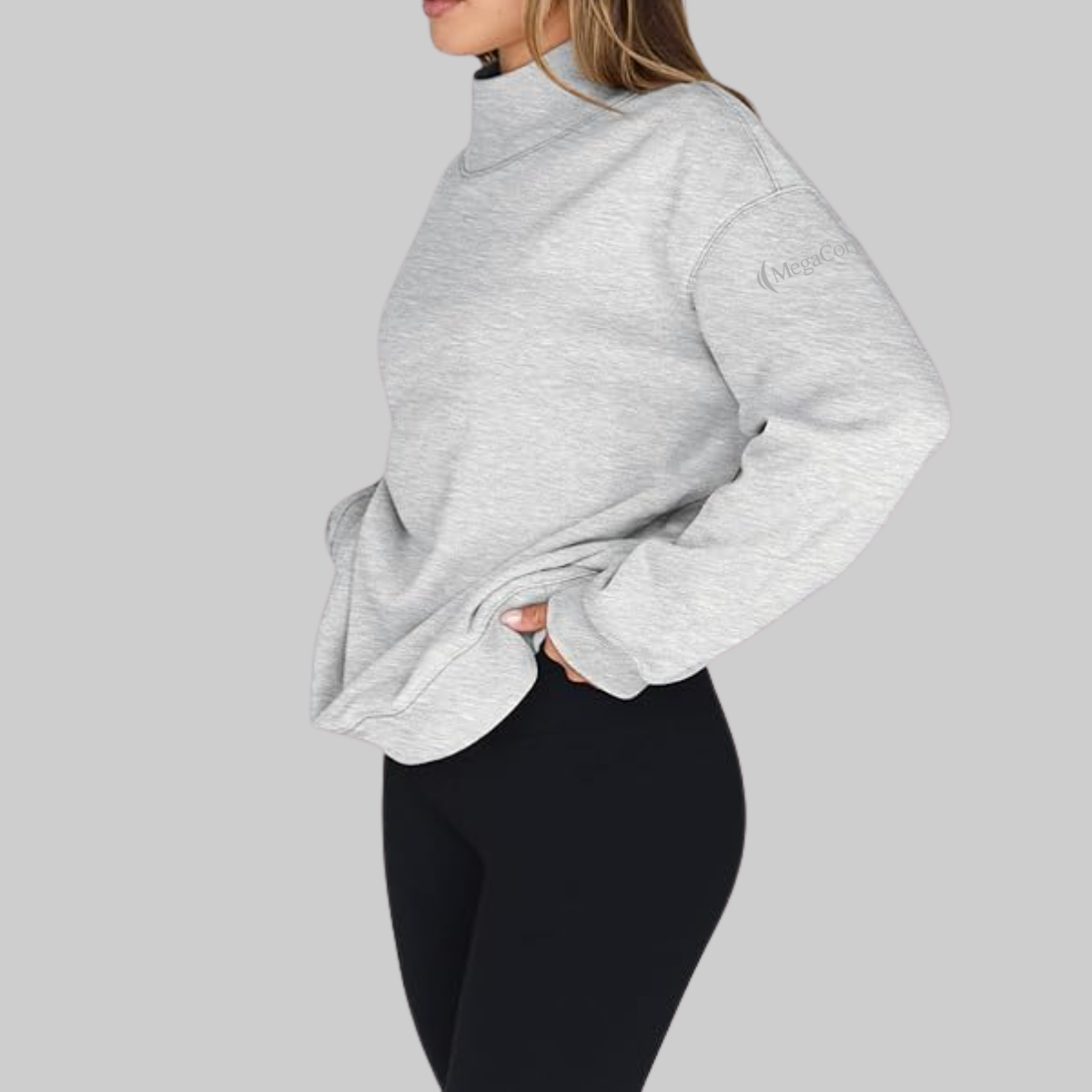 Grey Mockneck Pullover