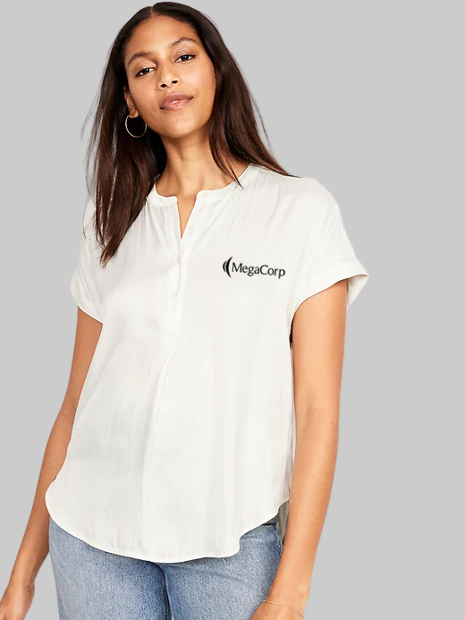 MegaCorp Sleeve Satin Popover Shirt