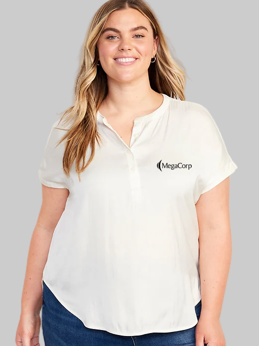 MegaCorp Sleeve Satin Popover Shirt