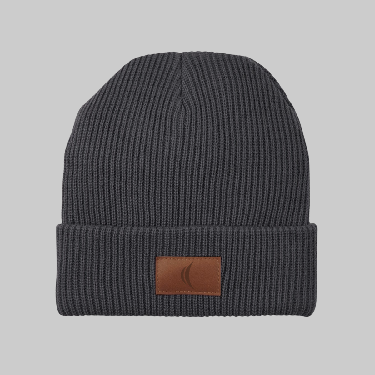 Grey Rib Knit Cuffed Beanie