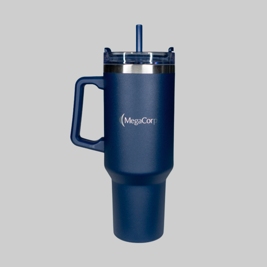 40 oz. Stainless Steel Travel Mug with Handle & Straw