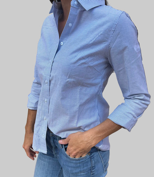 Cutter & Buck Blue & White Stripe Button Down