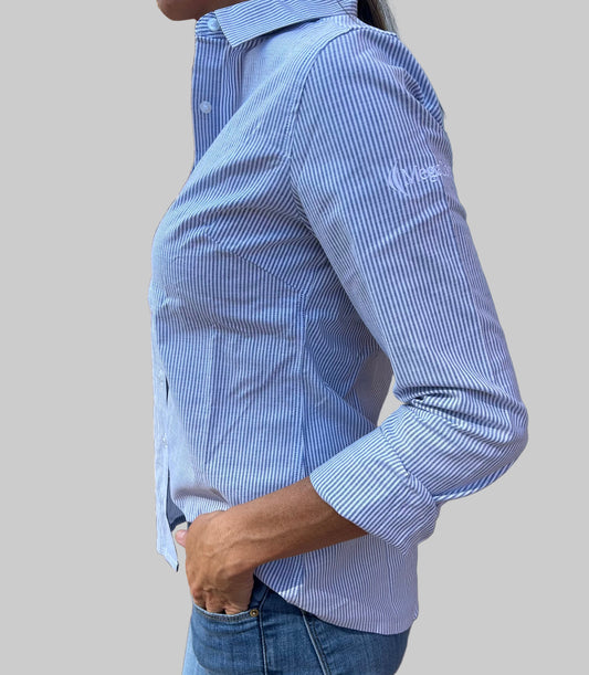 Cutter & Buck Blue & White Stripe Button Down