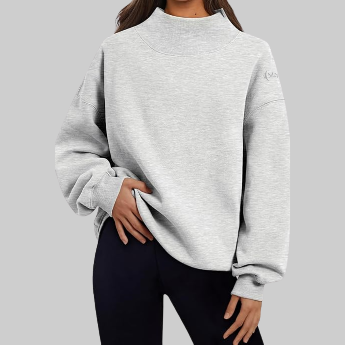 Grey Mockneck Pullover