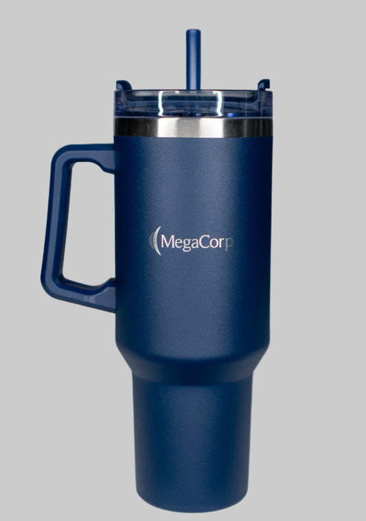 40 oz. Stainless Steel Travel Mug with Handle & Straw