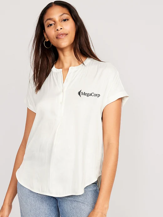 MegaCorp Sleeve Satin Popover Shirt