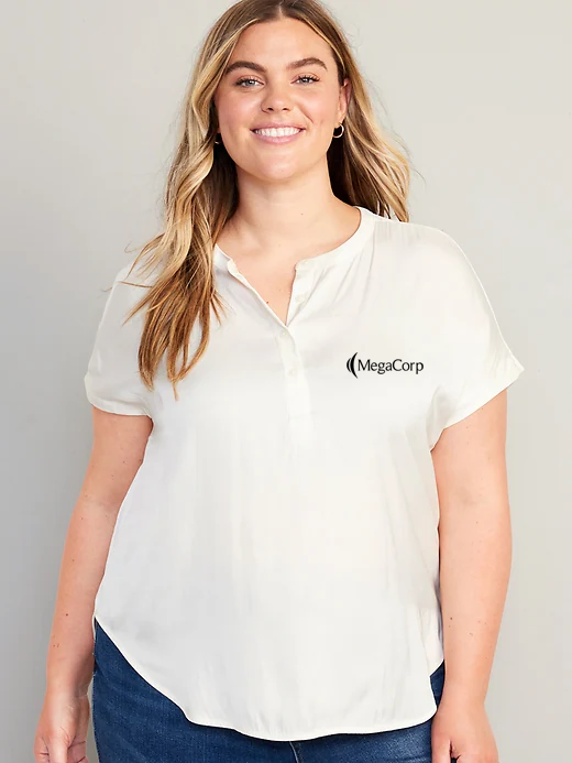 MegaCorp Sleeve Satin Popover Shirt