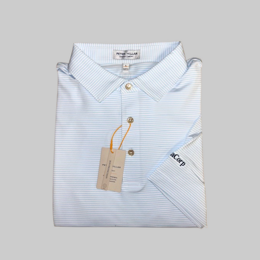 Peter Millar Summer Comfort Polo - White w/ Blue Stripes