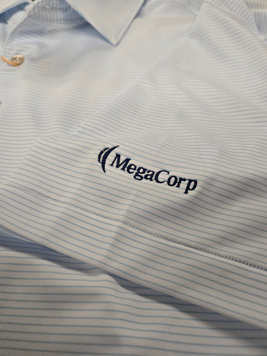 Peter Millar Summer Comfort Polo - White w/ Blue Stripes
