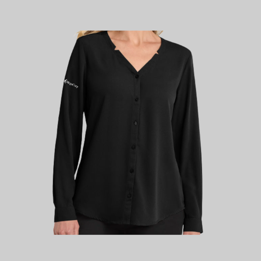 Womens Long Sleeve Blouse - Black