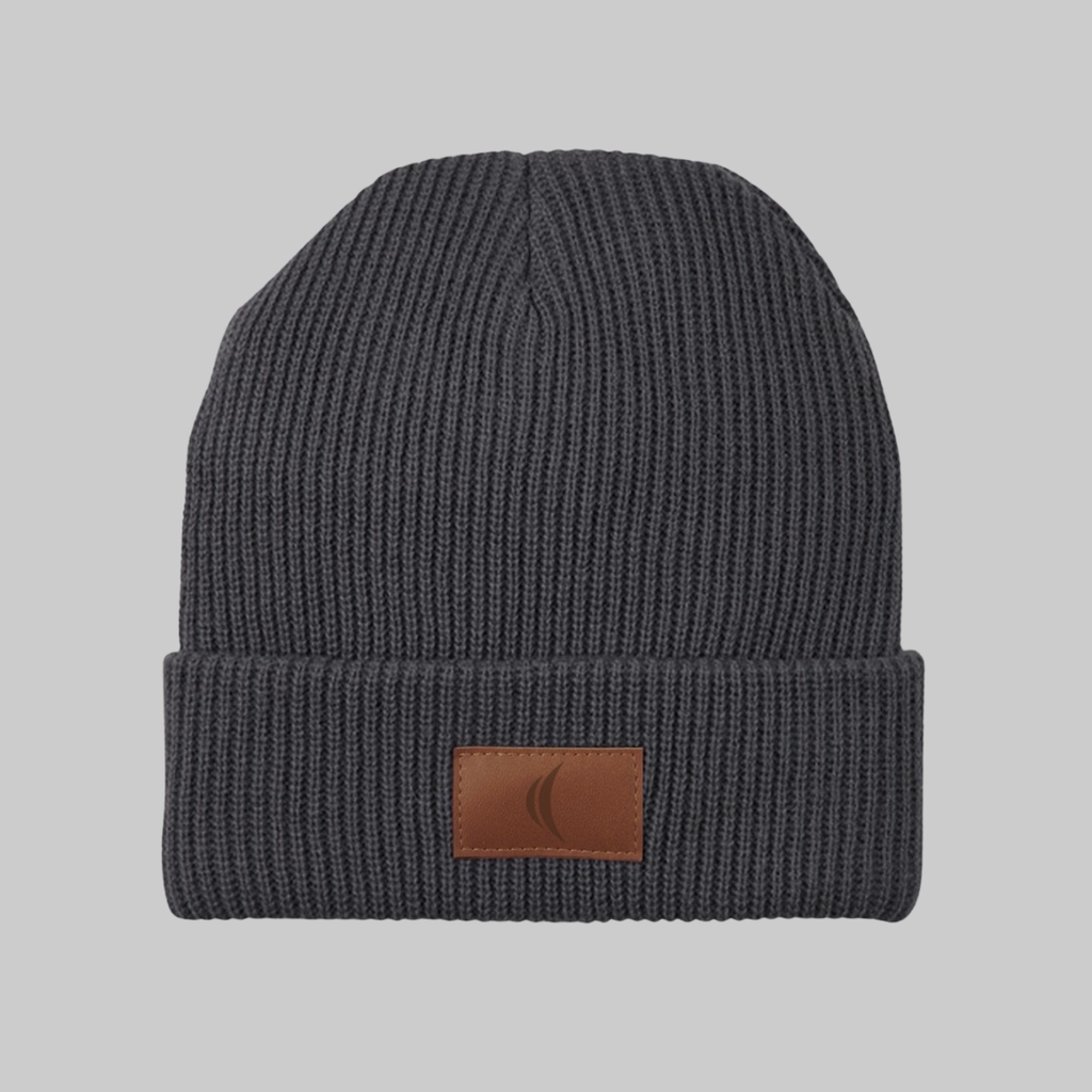 Grey Rib Knit Cuffed Beanie
