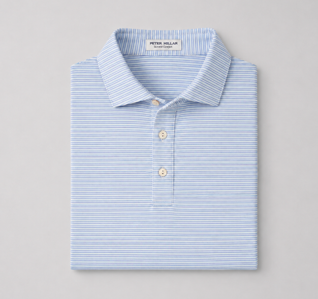 Peter Millar Harrington Performance Jersey Polo - White/Bluebird